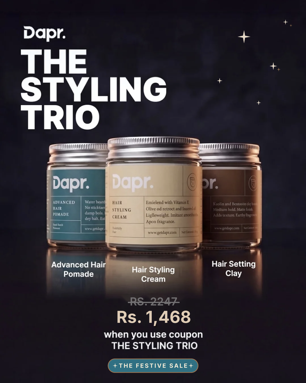 The Styling Trio — Hair Pomade, Clay & Cream Set