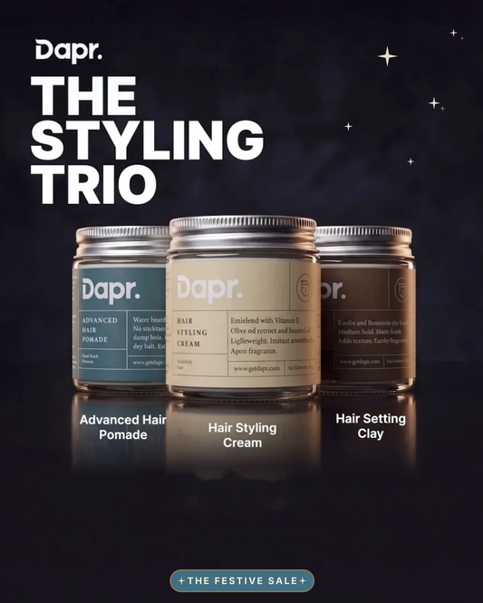 Dapr. Styling Trio: hair pomade, setting clay and styling cream”